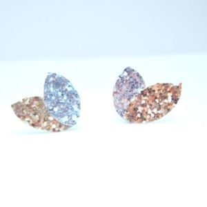 Petal shaped leather stud earrings